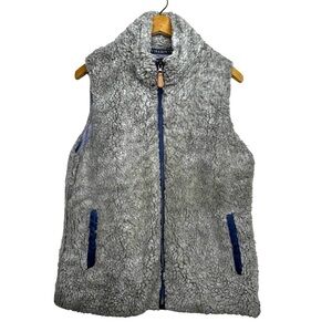 Simply Southern Gray Sherpa Full Zip Vest Jacket Womens Size L